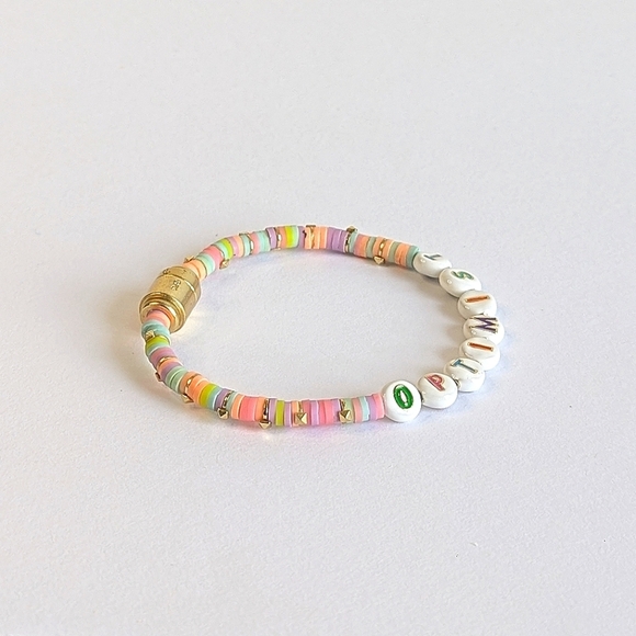 Kendra Scott Reece "OPTIMIST" Friendship Bracelet Pastel Pink Purple Blue Gold - Picture 2 of 9